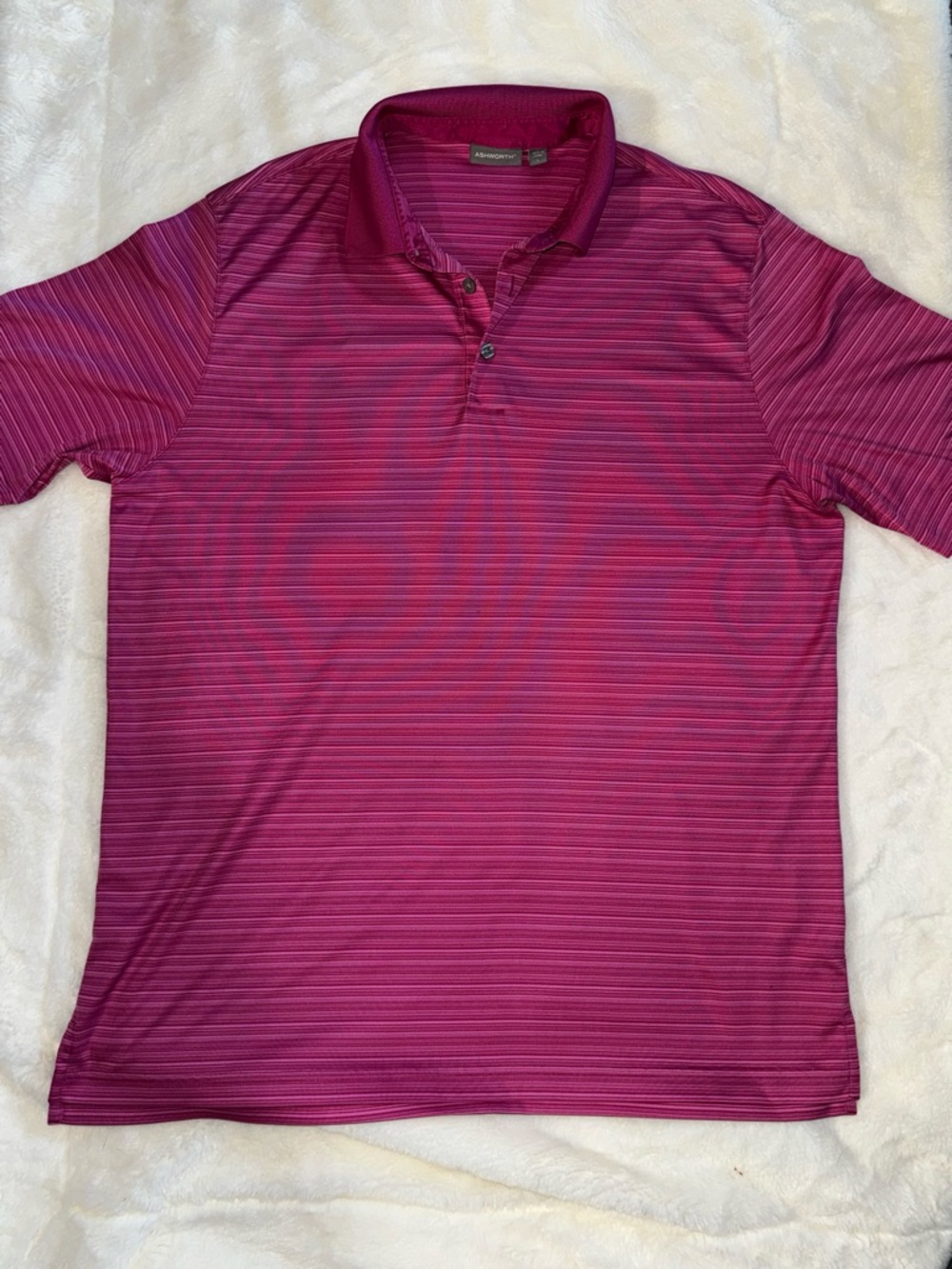 PGA Golf Ashworth Men's Polo in Fuchsia and Dark Pink Stripes
